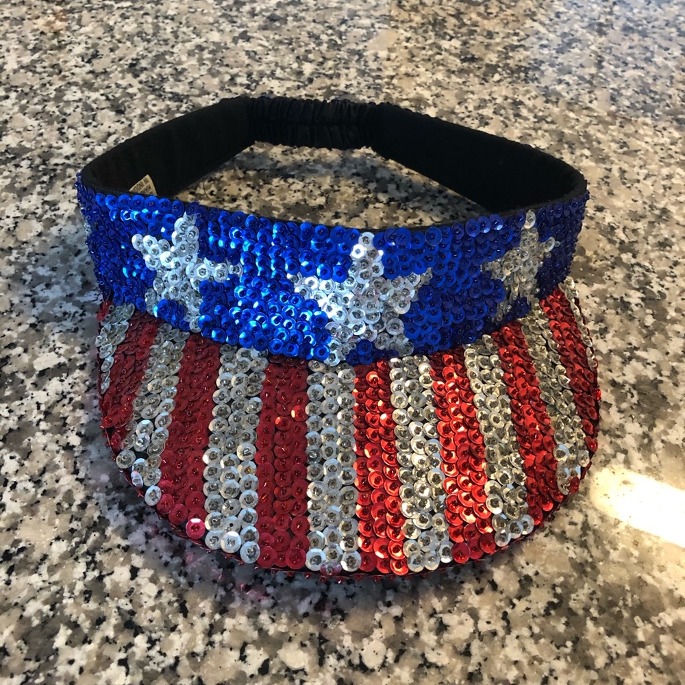 Sequin USA visor God Bless America Adjustable
